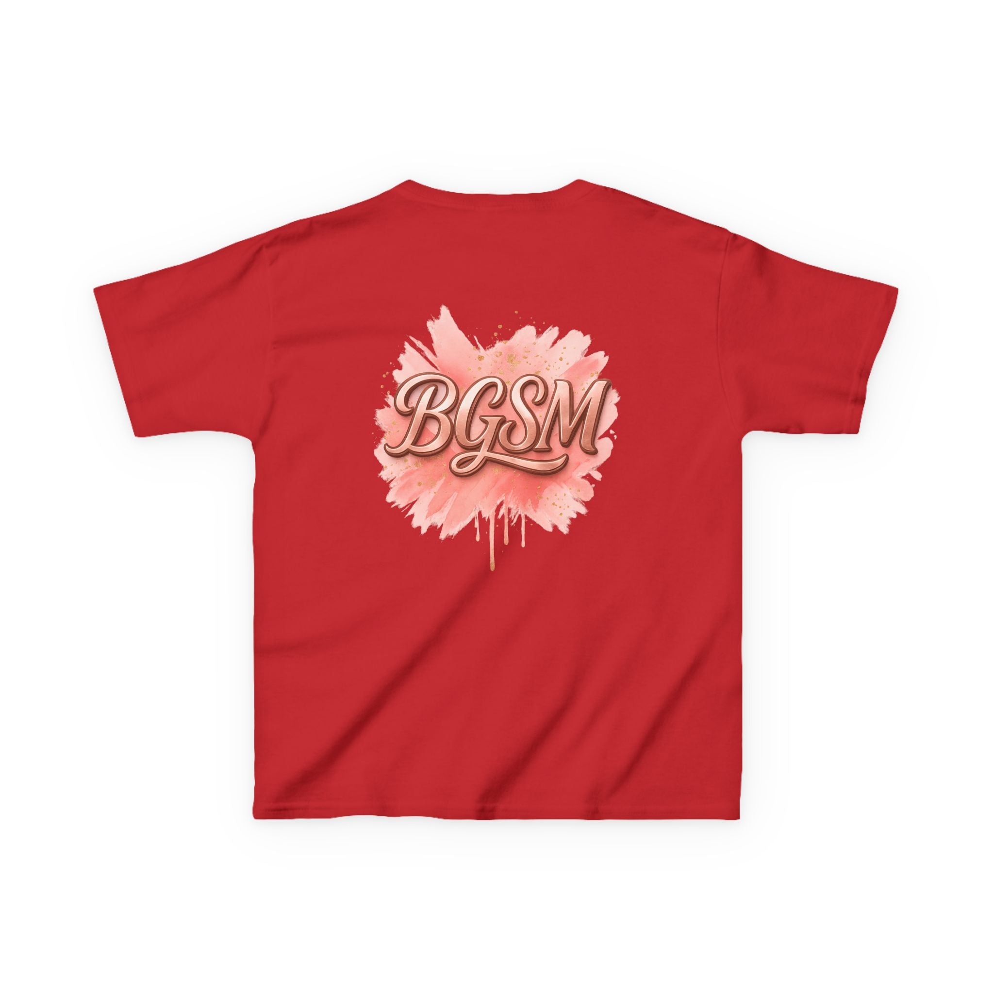 BGSM Kids T-Shirt - "Happy Easter" Colorful Block Letters Tee (Back BGSM Watercolor Accent)