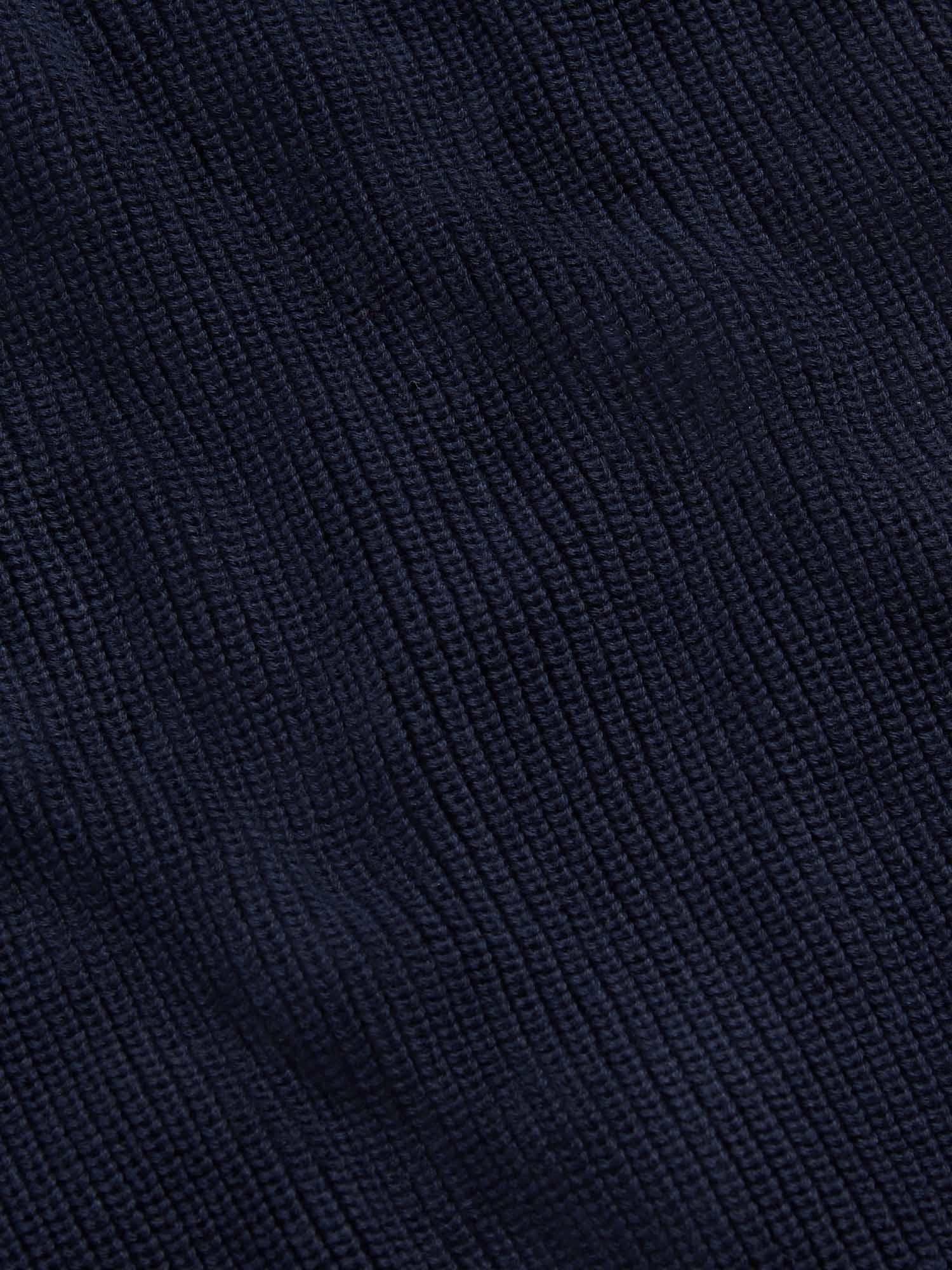 Cotton Knit Funnel-Neck Zip Cardigan in Dark Sapphire Navy