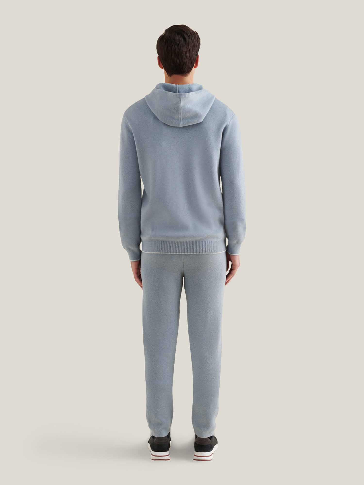 Milano Knit Zip Hoodie in Blue Blizzard