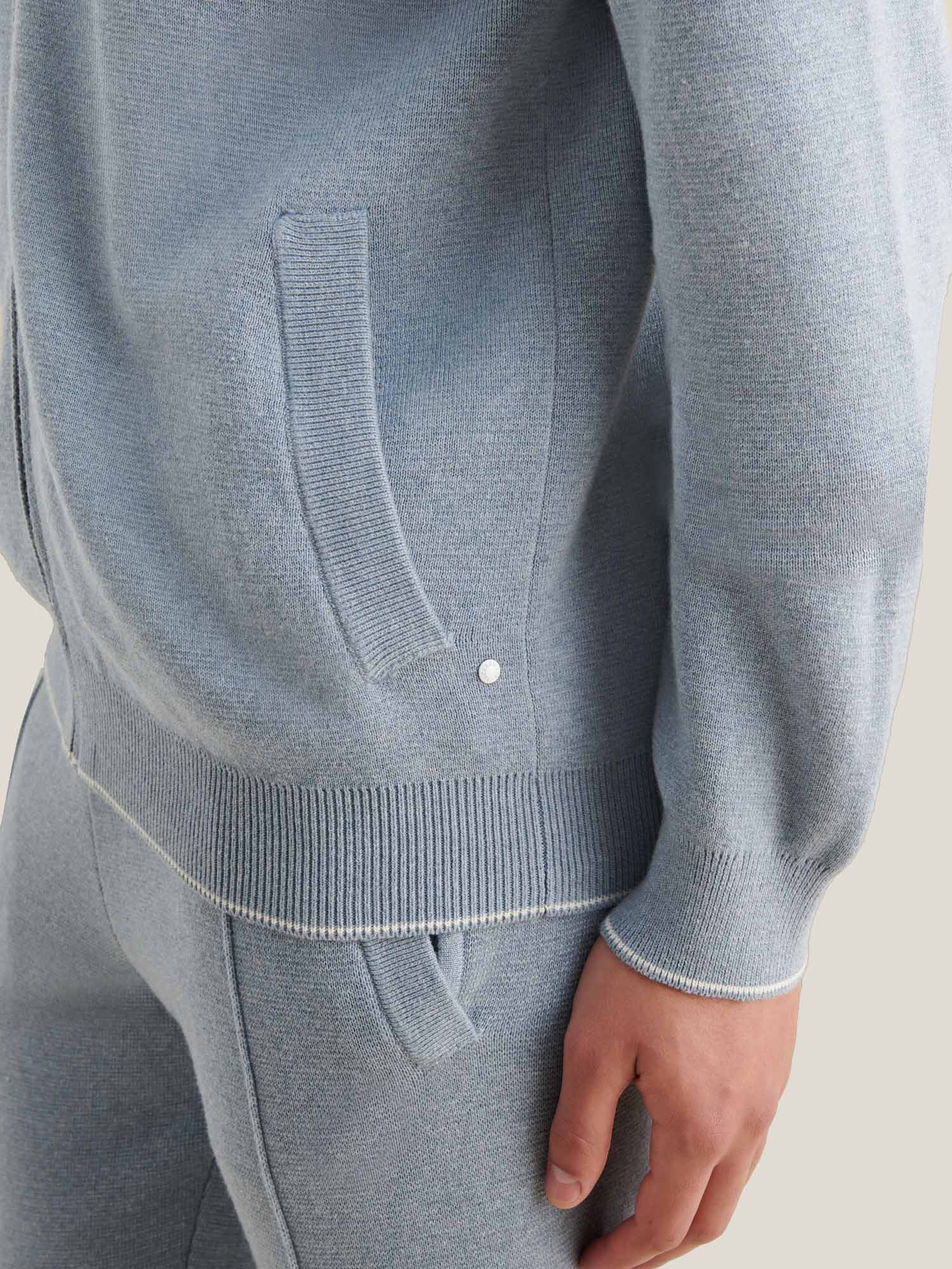 Milano Knit Zip Hoodie in Blue Blizzard