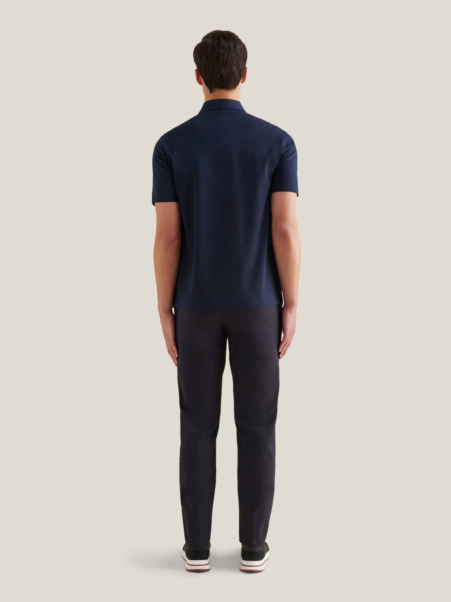 Wardour Mercerised Cotton Polo Shirt in Dark Sapphire Navy