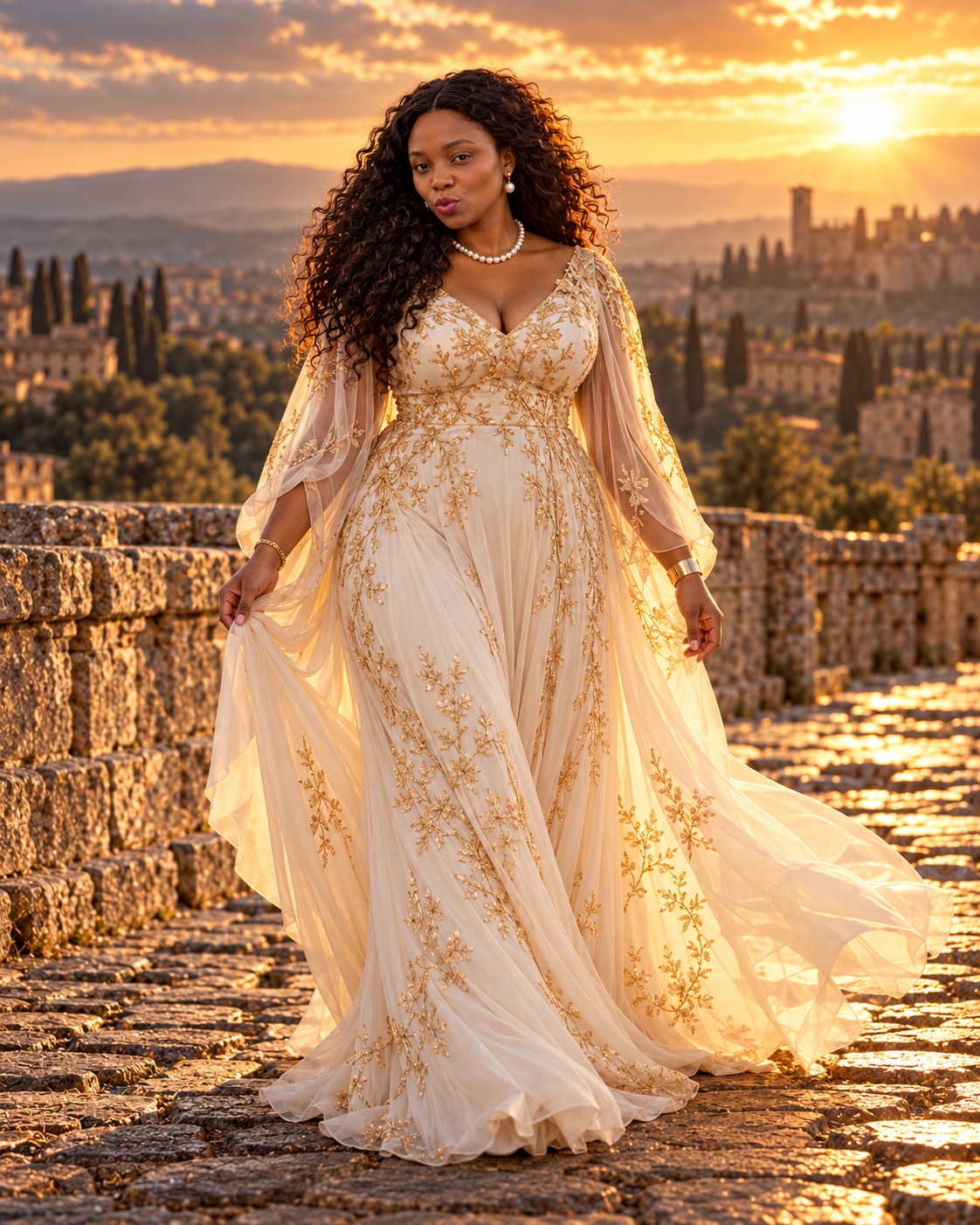 Gold and ivory couture dress