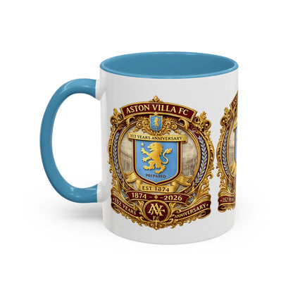 Aston Villa Crest Coffee Mug – 1874–2026 Anniversary Accent Mug (11/15 oz)
