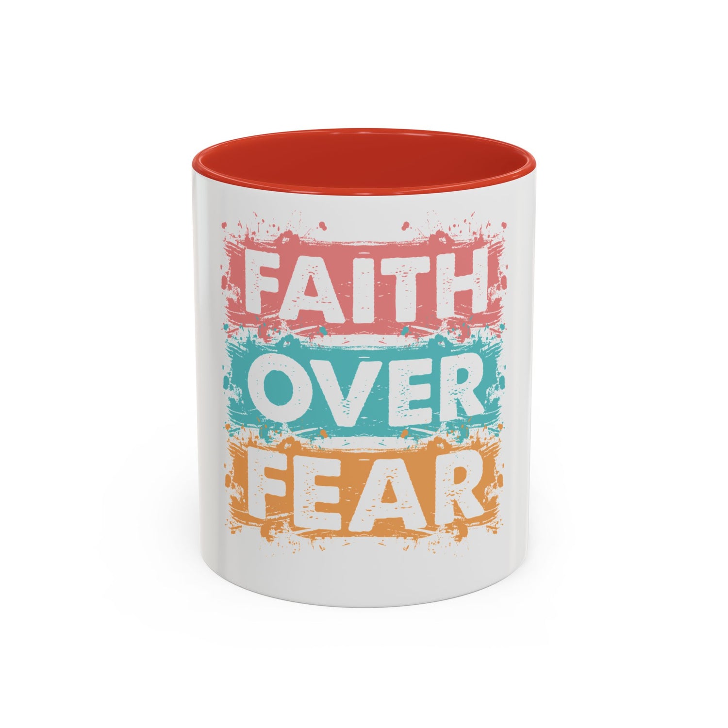 Faith Over Fear Accent Coffee Mug — Inspirational Christian Ceramic Mug (11/15oz)