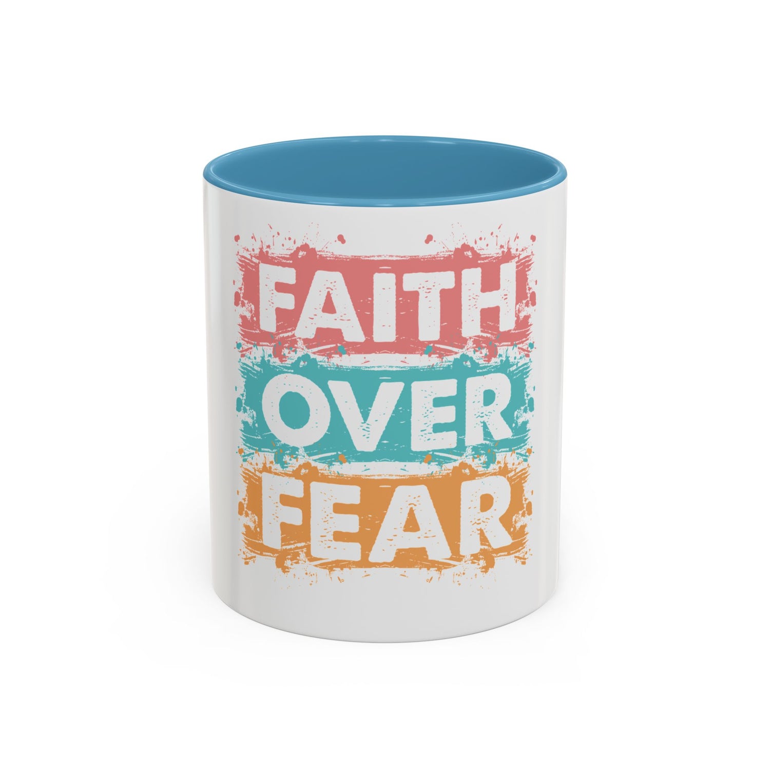 Faith Over Fear Accent Coffee Mug — Inspirational Christian Ceramic Mug (11/15oz)