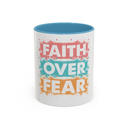 Faith Over Fear Accent Coffee Mug — Inspirational Christian Ceramic Mug (11/15oz)