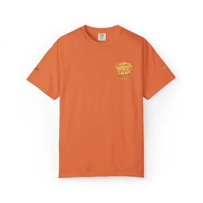 Autumn Fox Pocket T-Shirt — Rust Garment-Dyed Tee with Pocket Fox Design