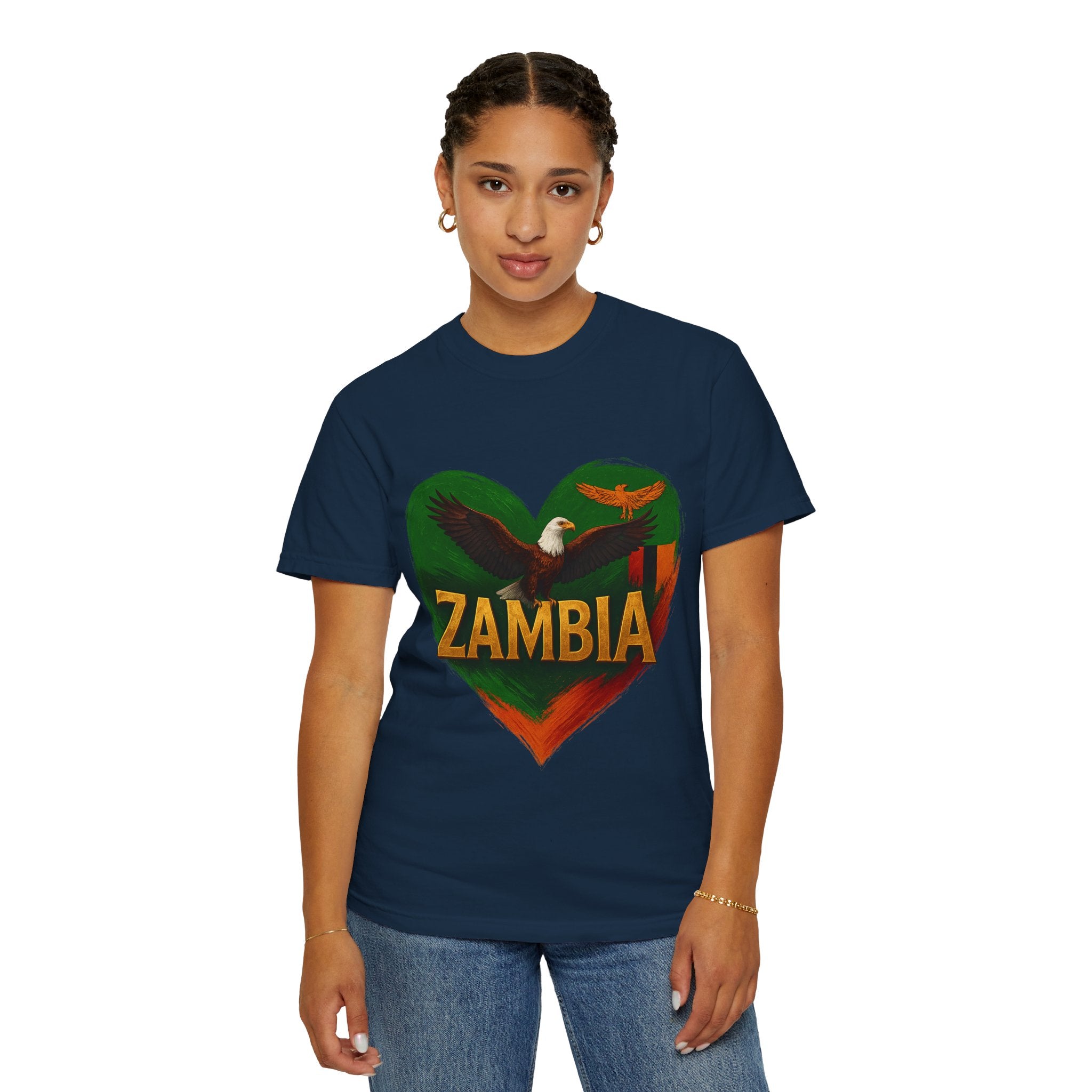 BGSM Zambia Heart Eagle T-Shirt — Patriotic Zambia Graphic Tee