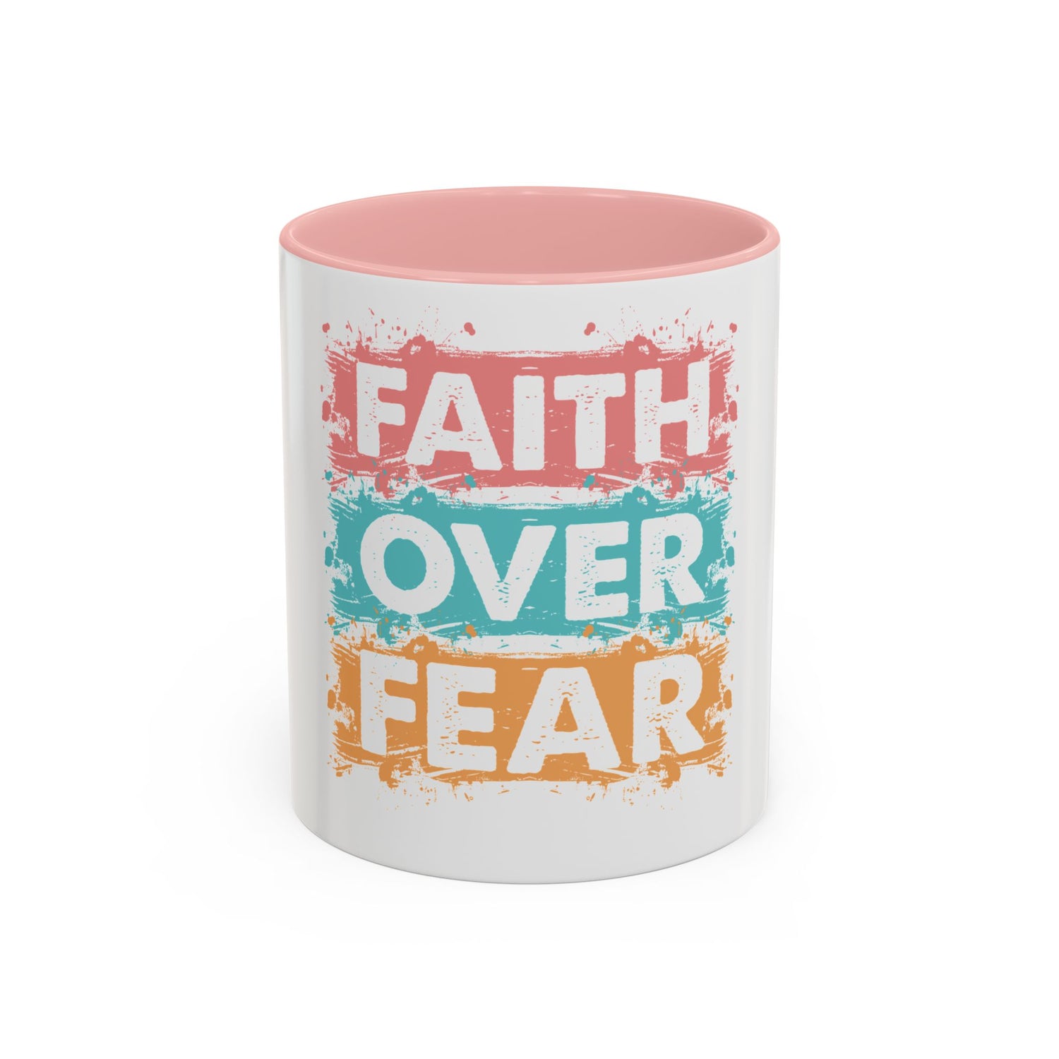 Faith Over Fear Accent Coffee Mug — Inspirational Christian Ceramic Mug (11/15oz)