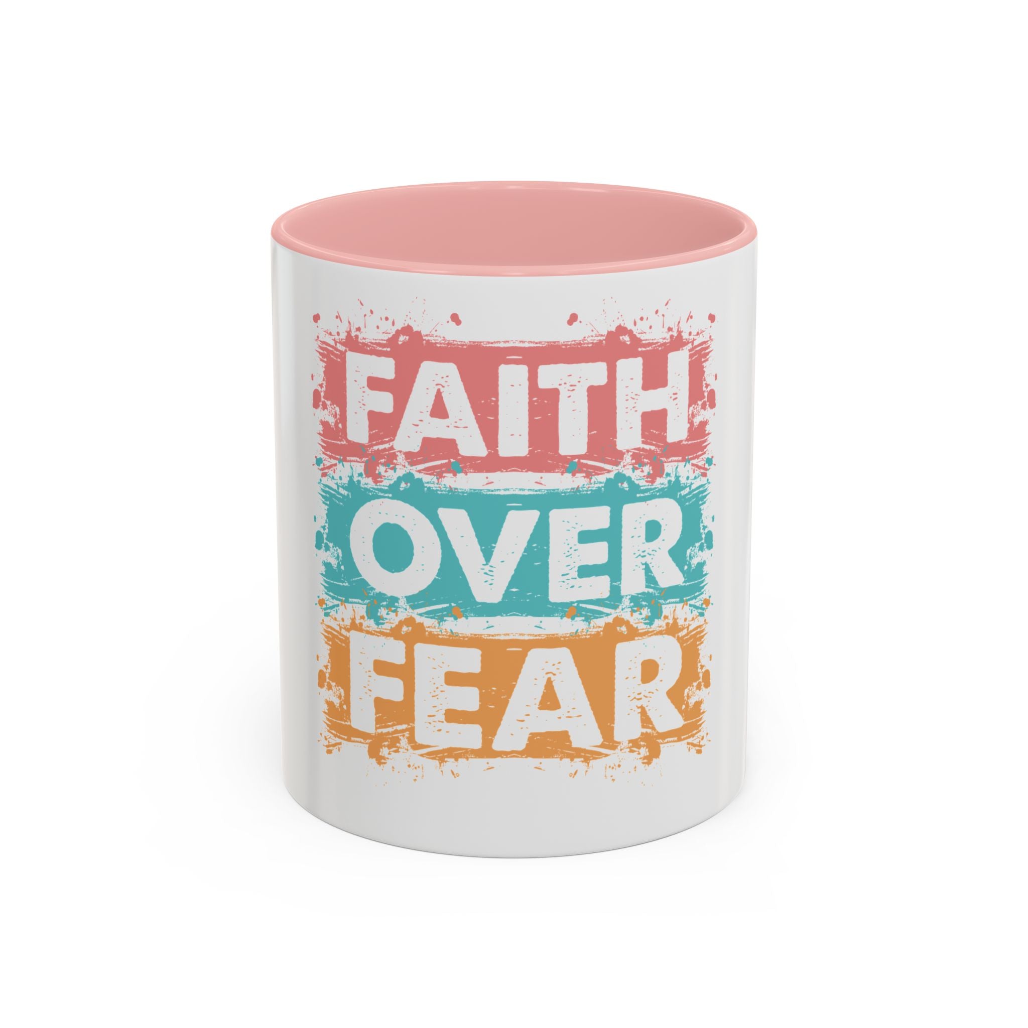Faith Over Fear Accent Coffee Mug — Inspirational Christian Ceramic Mug (11/15oz)