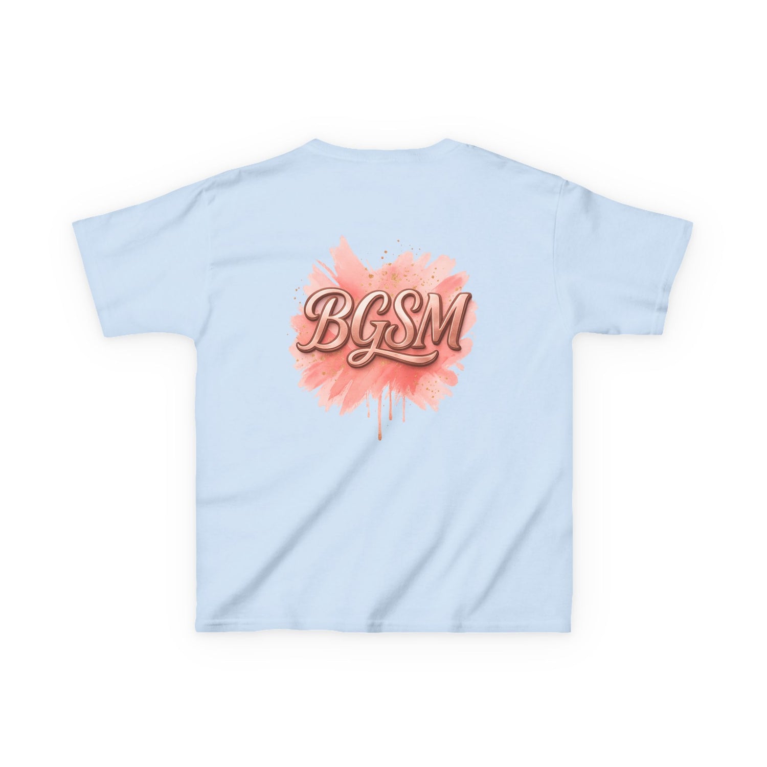 BGSM Kids T-Shirt - "Happy Easter" Colorful Block Letters Tee (Back BGSM Watercolor Accent)