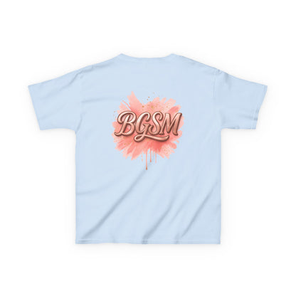 BGSM Kids T-Shirt - "Happy Easter" Colorful Block Letters Tee (Back BGSM Watercolor Accent)