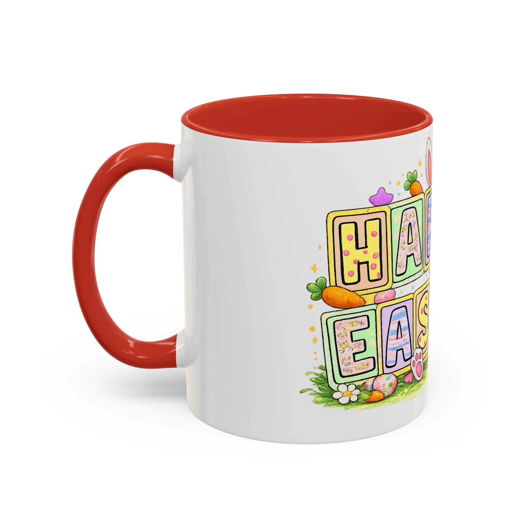 Happy Easter Accent Coffee Mug – Festive Bunny &amp; Egg Holiday Coffee Cup