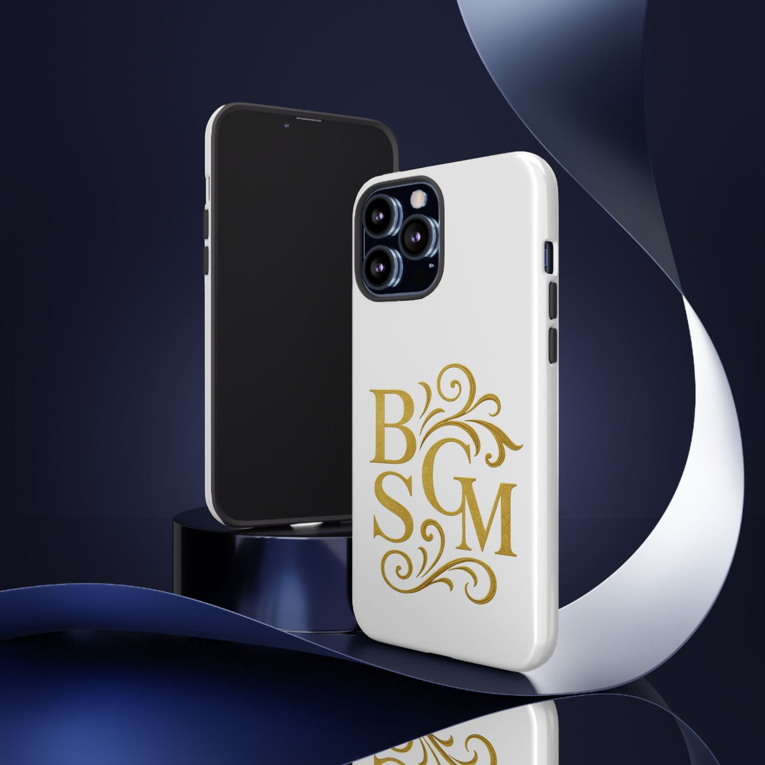Monogram Tough Case – Elegant Gold B S G M Flourish Phone Case