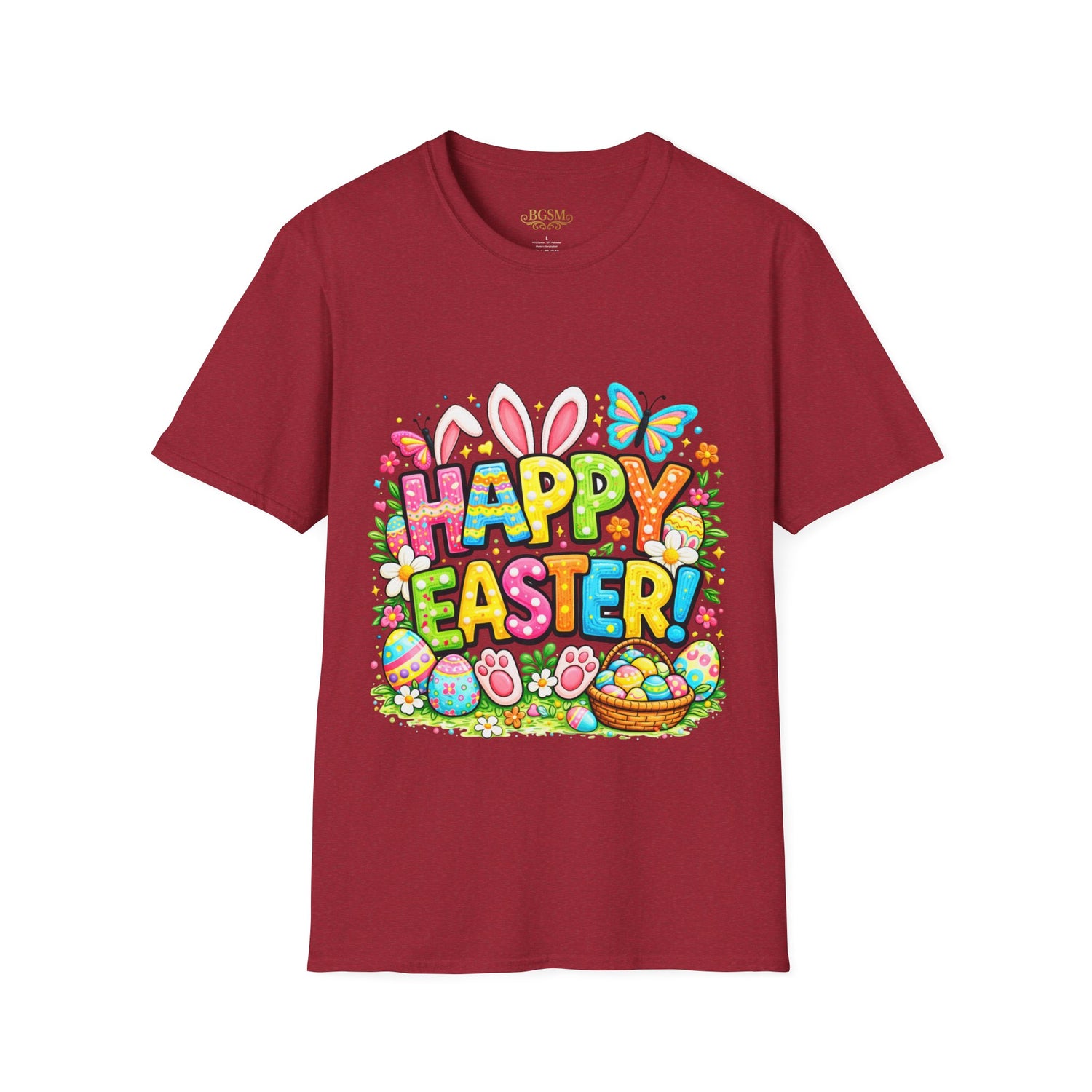 BGSM Easter Bunny Graphic T-Shirt — "Happy Easter" Colorful Holiday Tee