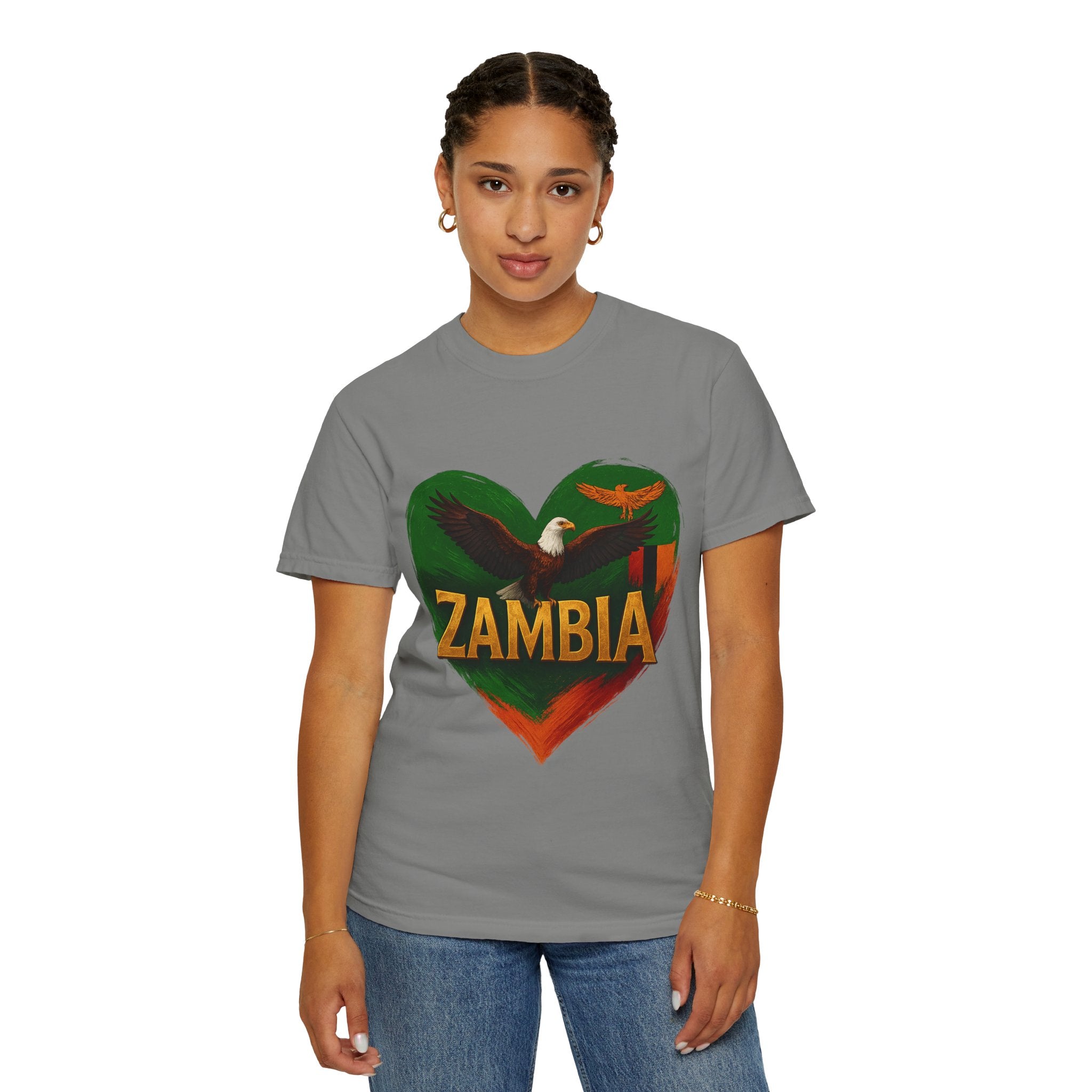 BGSM Zambia Heart Eagle T-Shirt — Patriotic Zambia Graphic Tee