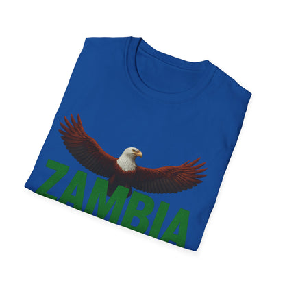 Zambia Strong T-Shirt — Patriotic Eagle with Green &amp; Orange Brushstroke