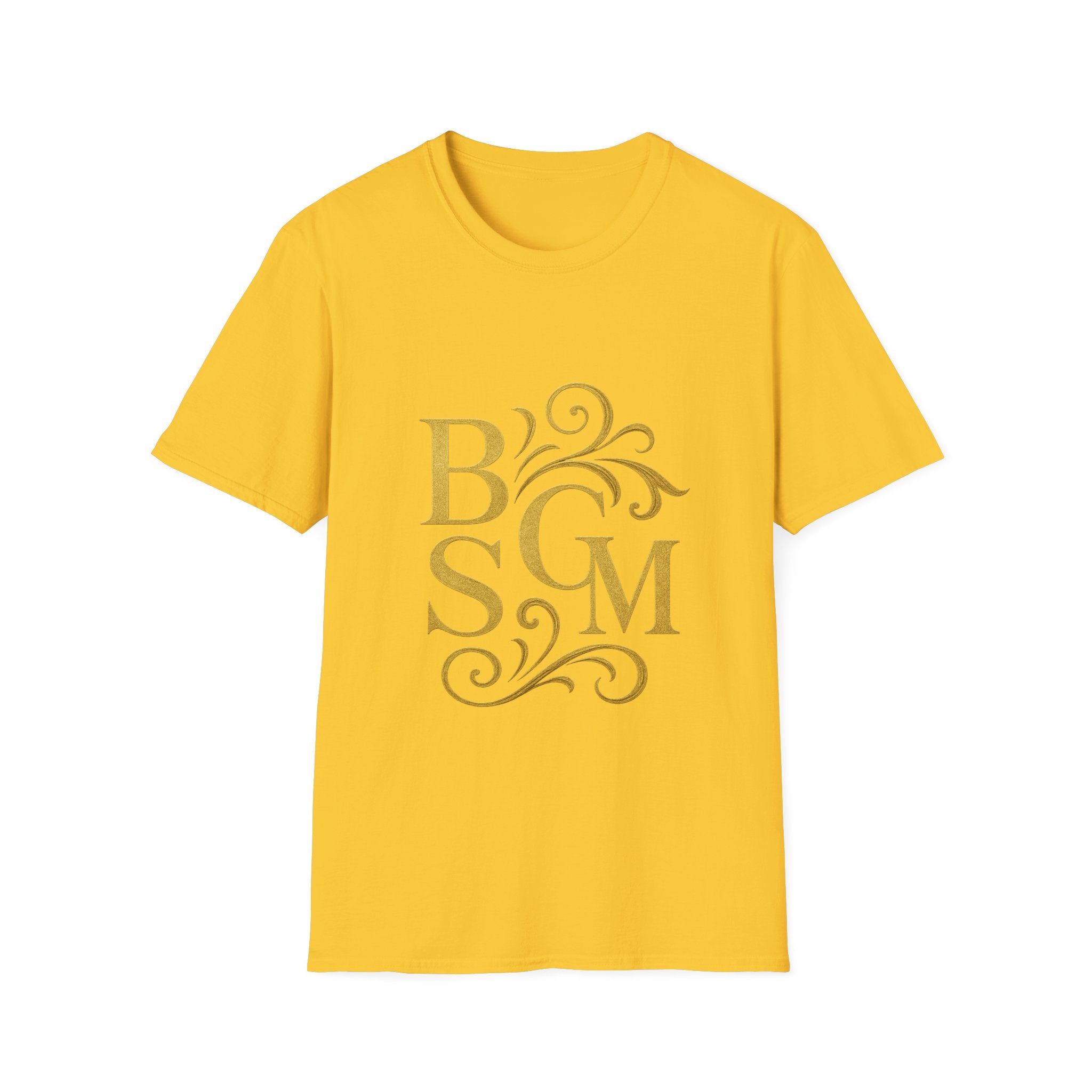 BGSM Monogram T-Shirt — Decorative Gold Front &amp; Blue Circle Back