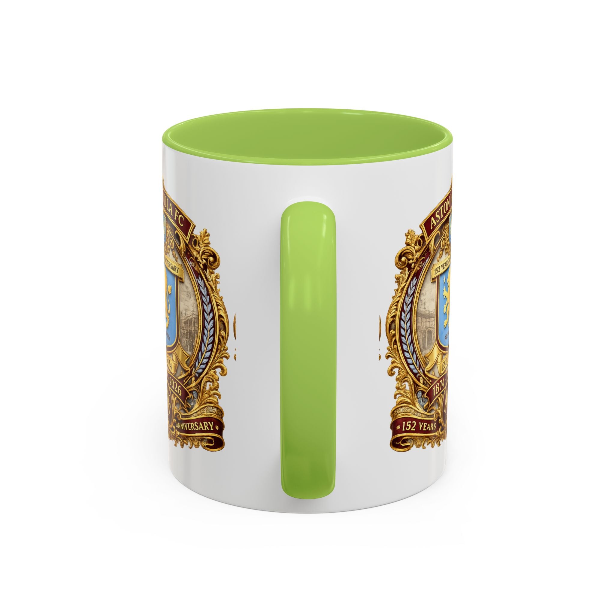 Aston Villa Crest Coffee Mug – 1874–2026 Anniversary Accent Mug (11/15 oz)