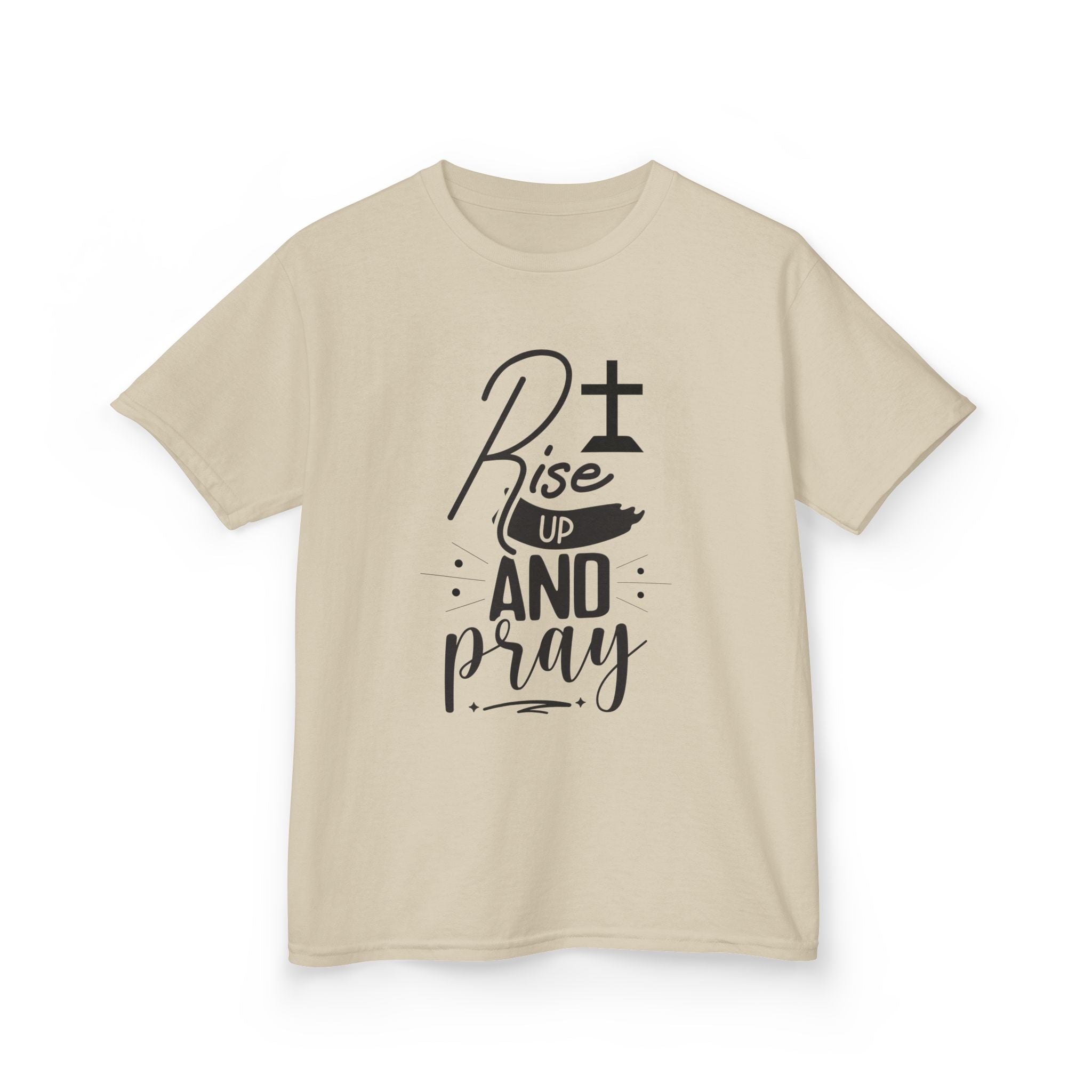 Kids Tee — "Rise Up and Pray" Christian Prayer Shirt with BGSM Back Logo