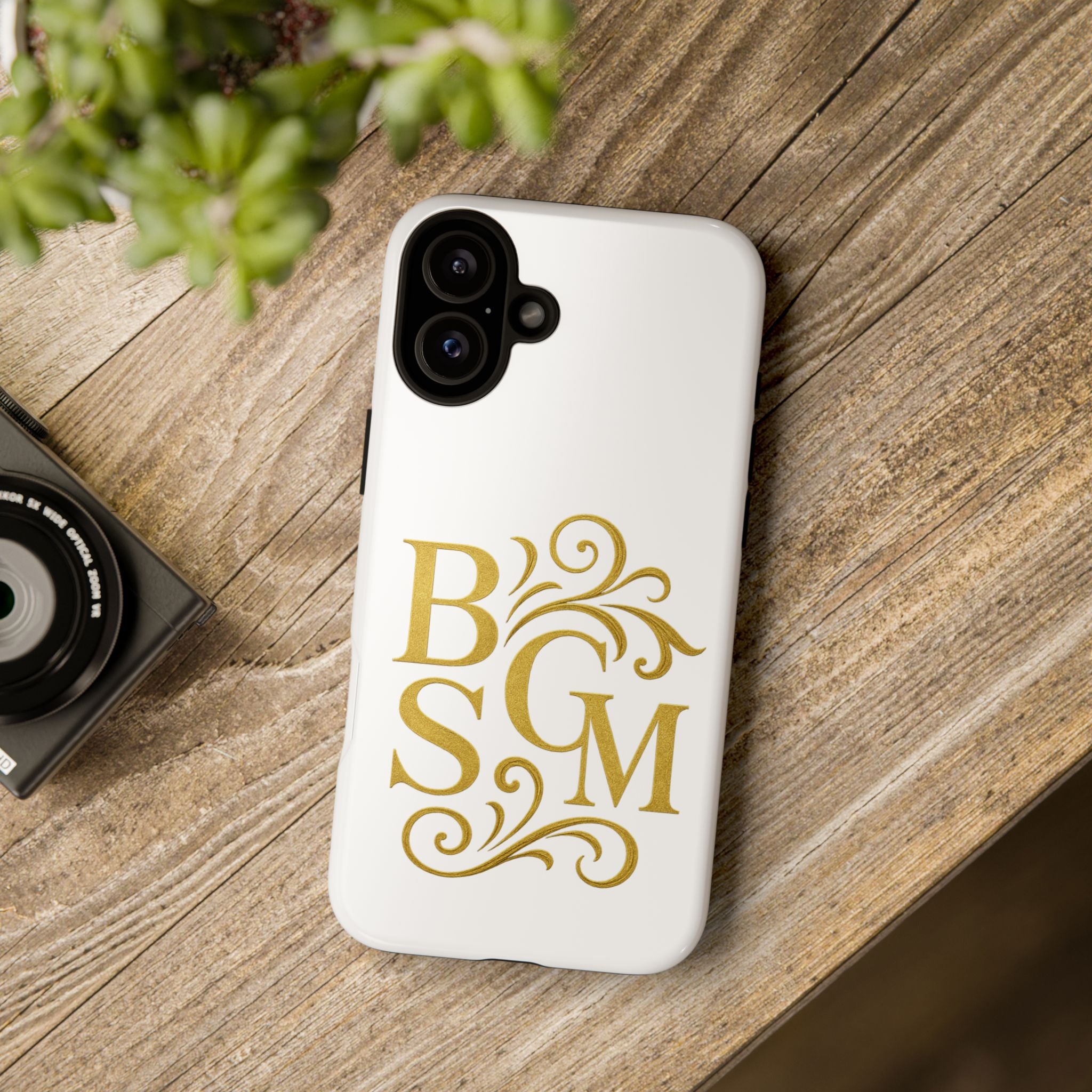 Monogram Tough Case – Elegant Gold B S G M Flourish Phone Case
