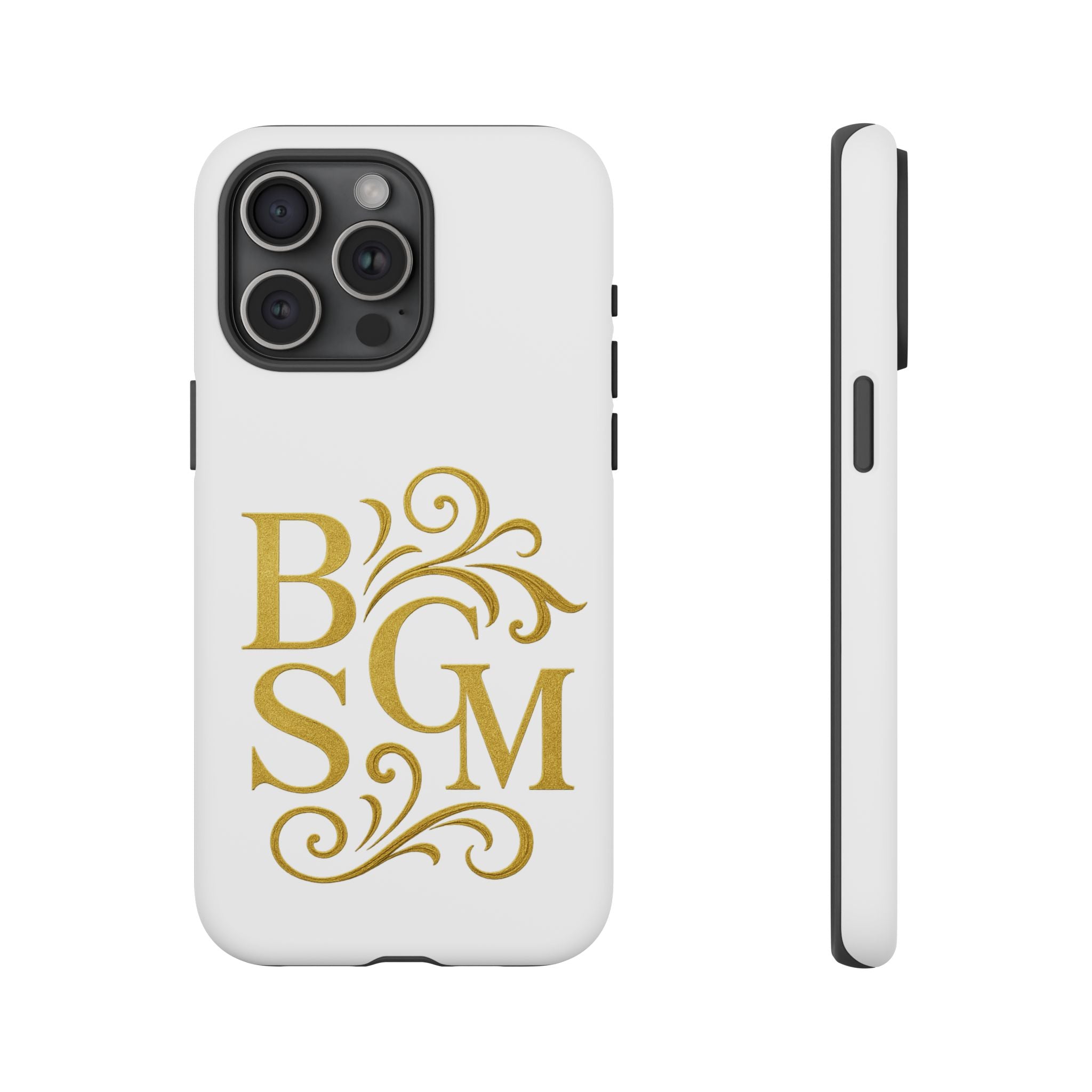 Monogram Tough Case – Elegant Gold B S G M Flourish Phone Case