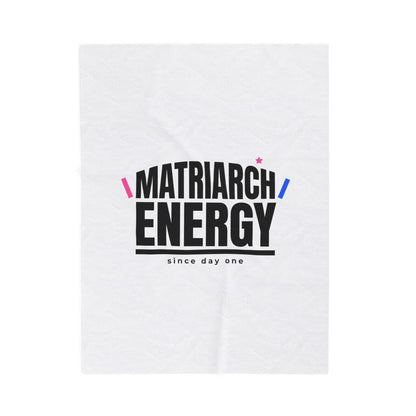 Matriarch Energy Velveteen Plush Blanket | Minimal Typographic Mom Throw