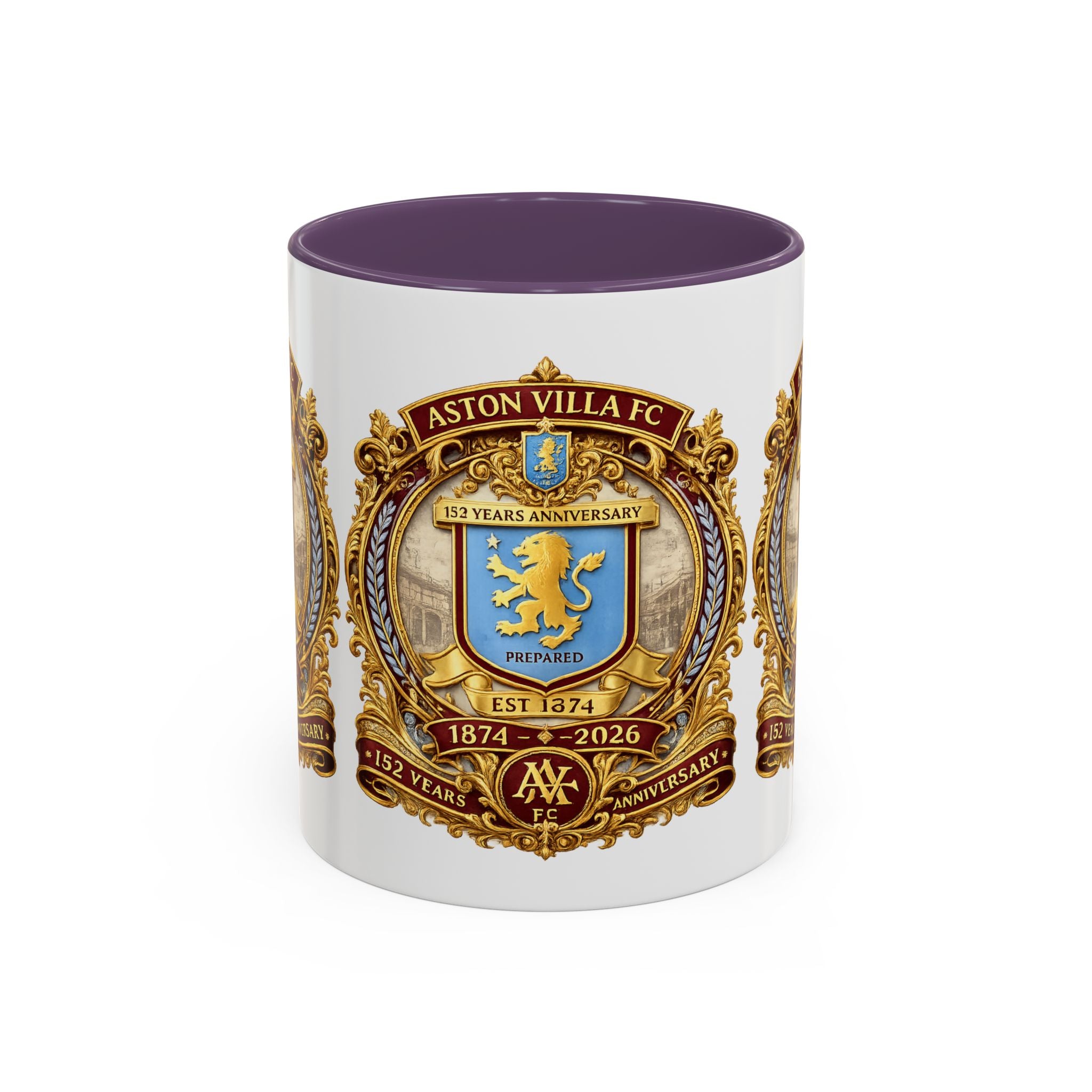 Aston Villa Crest Coffee Mug – 1874–2026 Anniversary Accent Mug (11/15 oz)