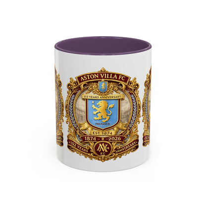 Aston Villa Crest Coffee Mug – 1874–2026 Anniversary Accent Mug (11/15 oz)