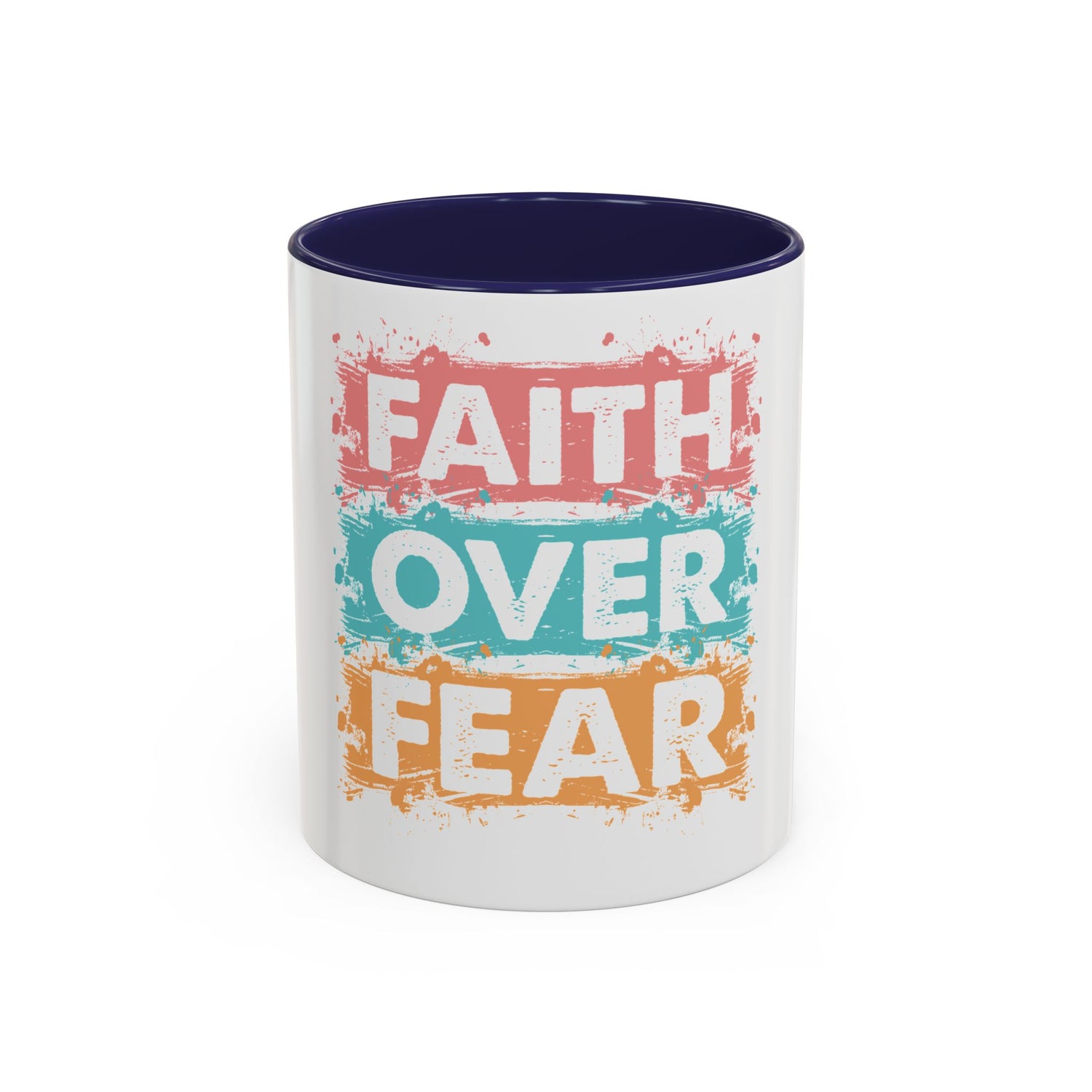 Faith Over Fear Accent Coffee Mug — Inspirational Christian Ceramic Mug (11/15oz)