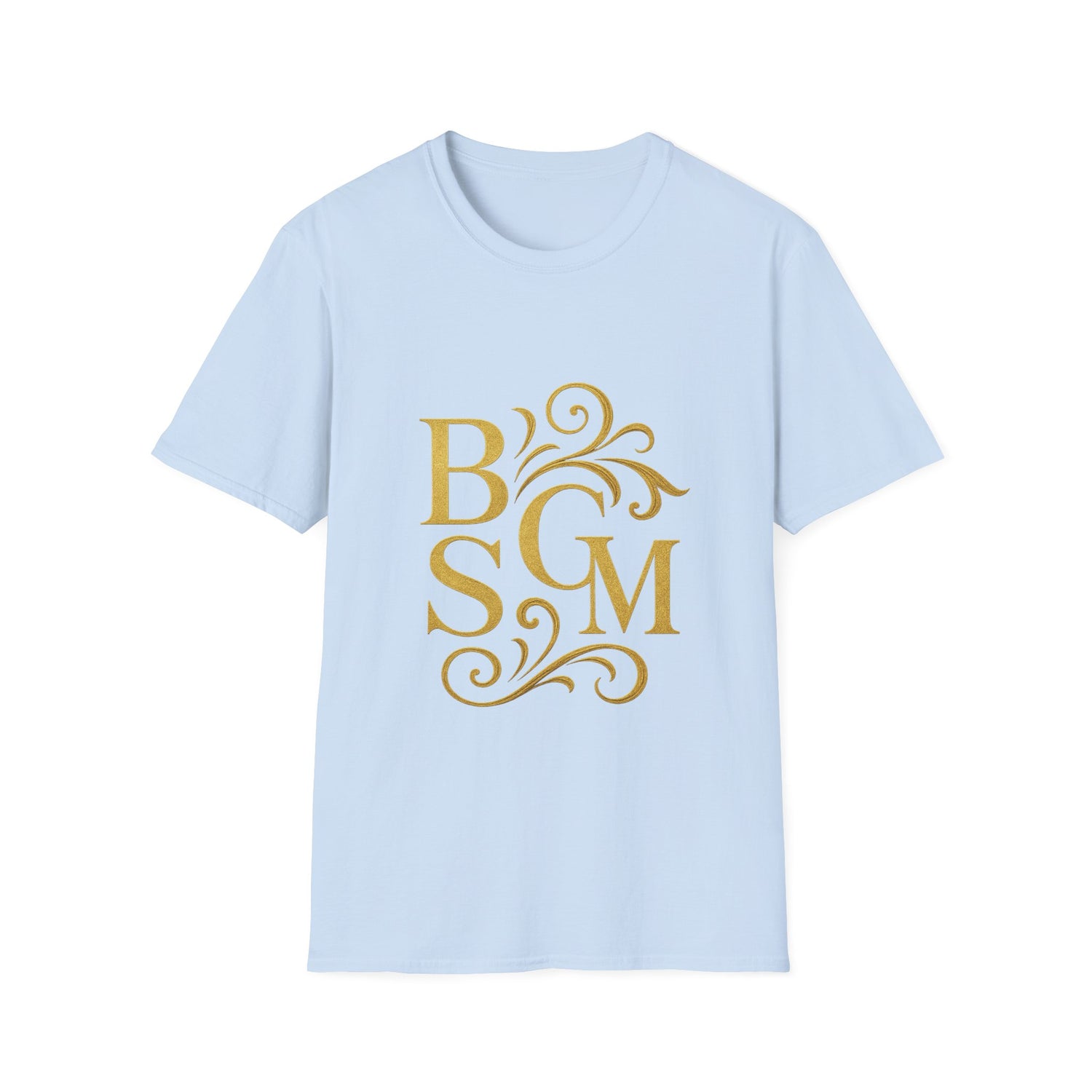 BGSM Monogram T-Shirt — Decorative Gold Front &amp; Blue Circle Back