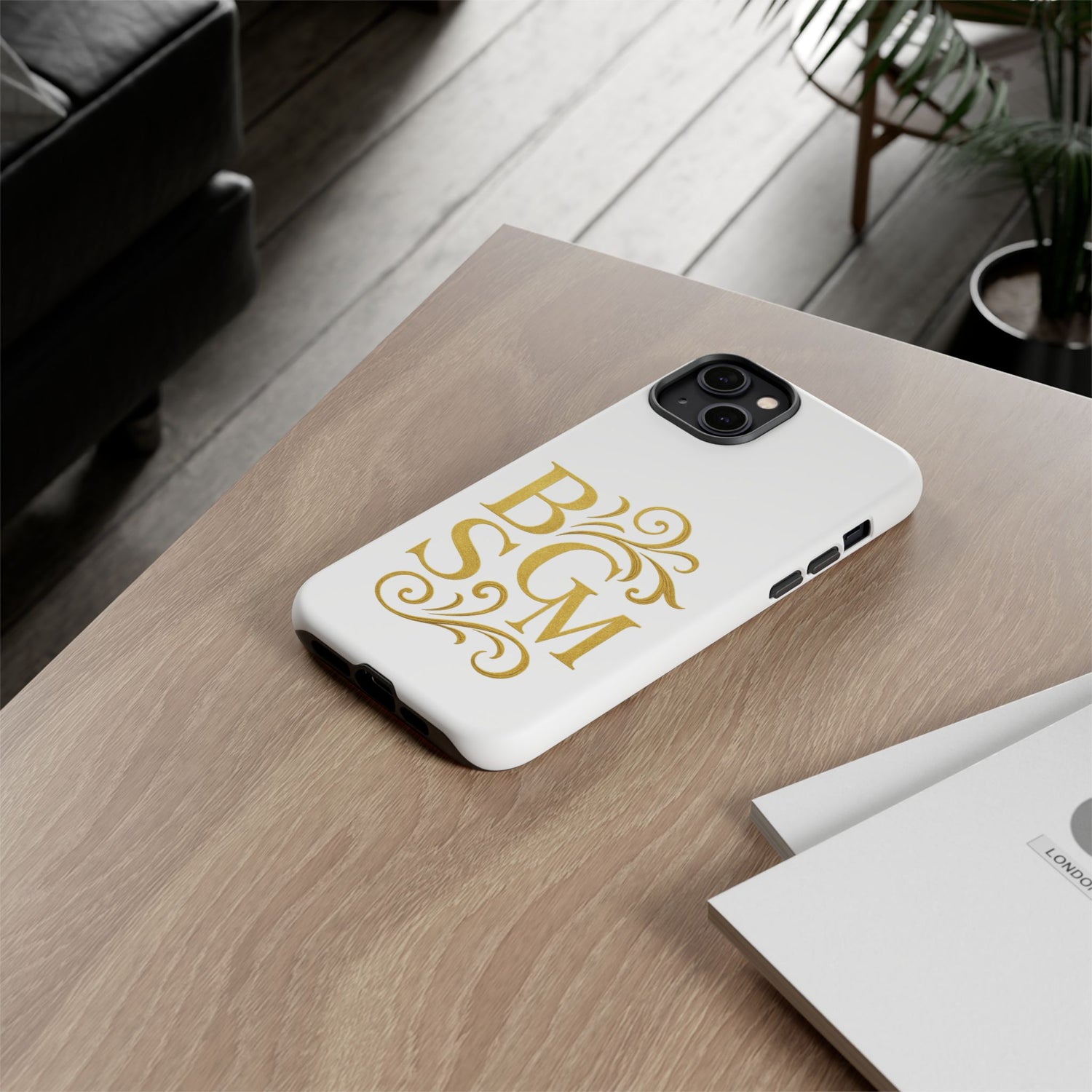Monogram Tough Case – Elegant Gold B S G M Flourish Phone Case