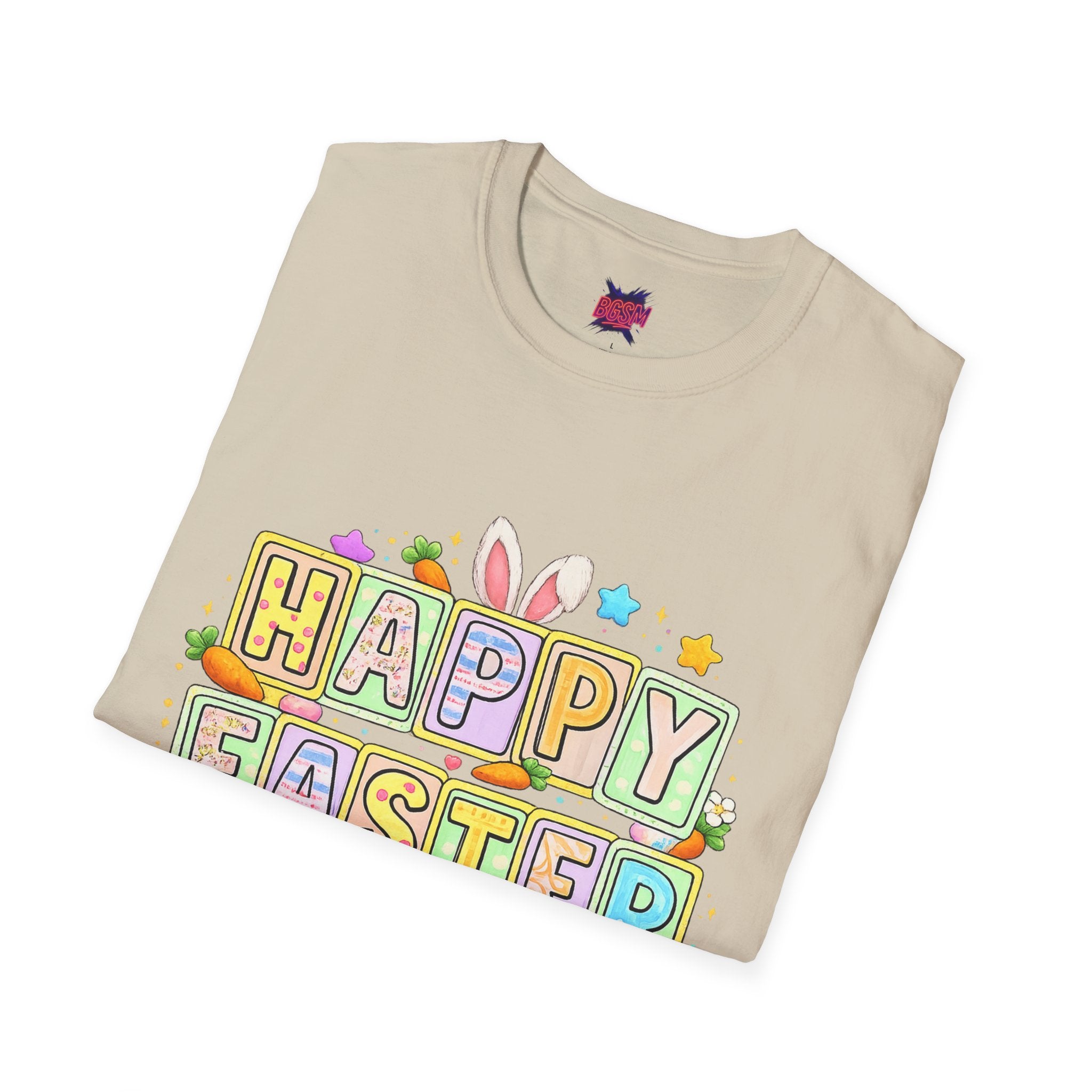 BGSM Happy Easter T-Shirt — Pastel Bunny &amp; Eggs Holiday Tee