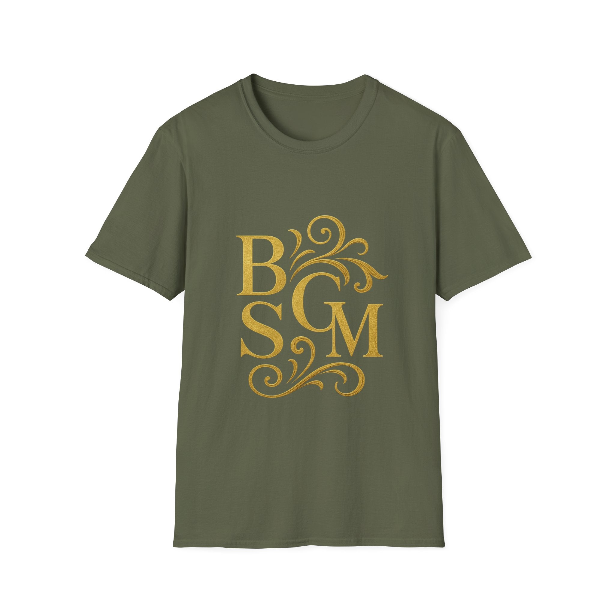 BGSM Monogram T-Shirt — Decorative Gold Front &amp; Blue Circle Back