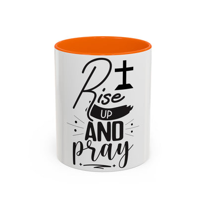 Rise Up and Pray Accent Coffee Mug – Inspirational Christian Coffee Cup