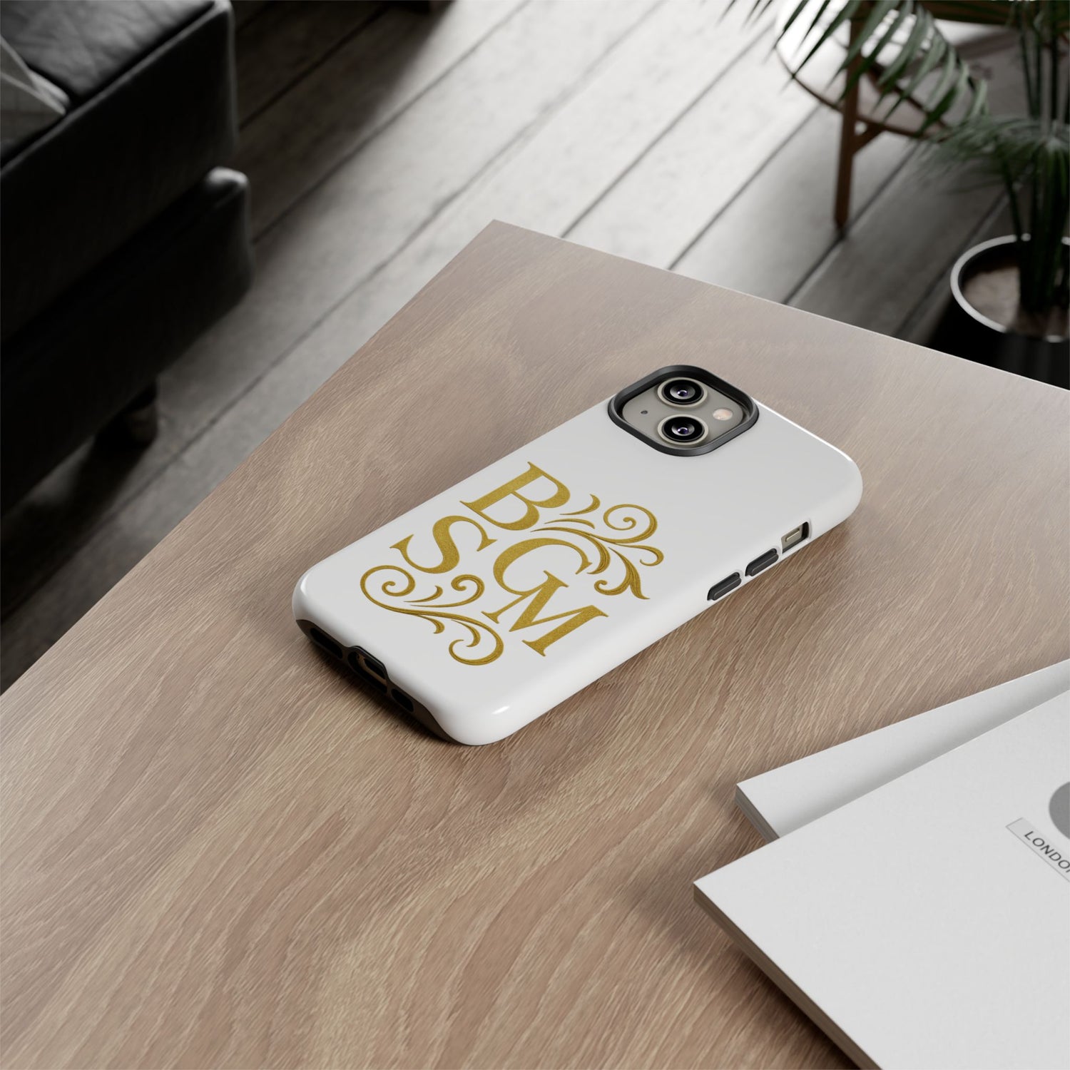 Monogram Tough Case – Elegant Gold B S G M Flourish Phone Case