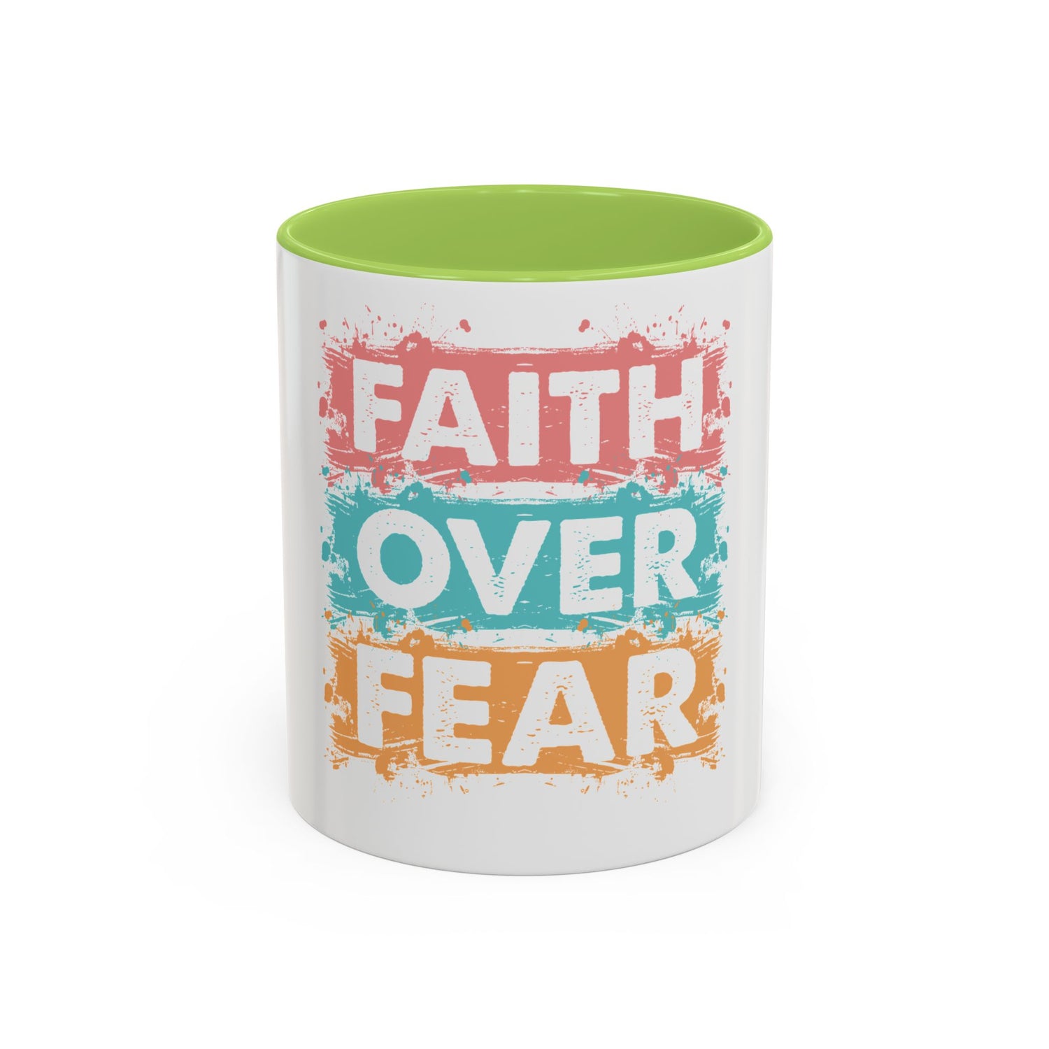 Faith Over Fear Accent Coffee Mug — Inspirational Christian Ceramic Mug (11/15oz)