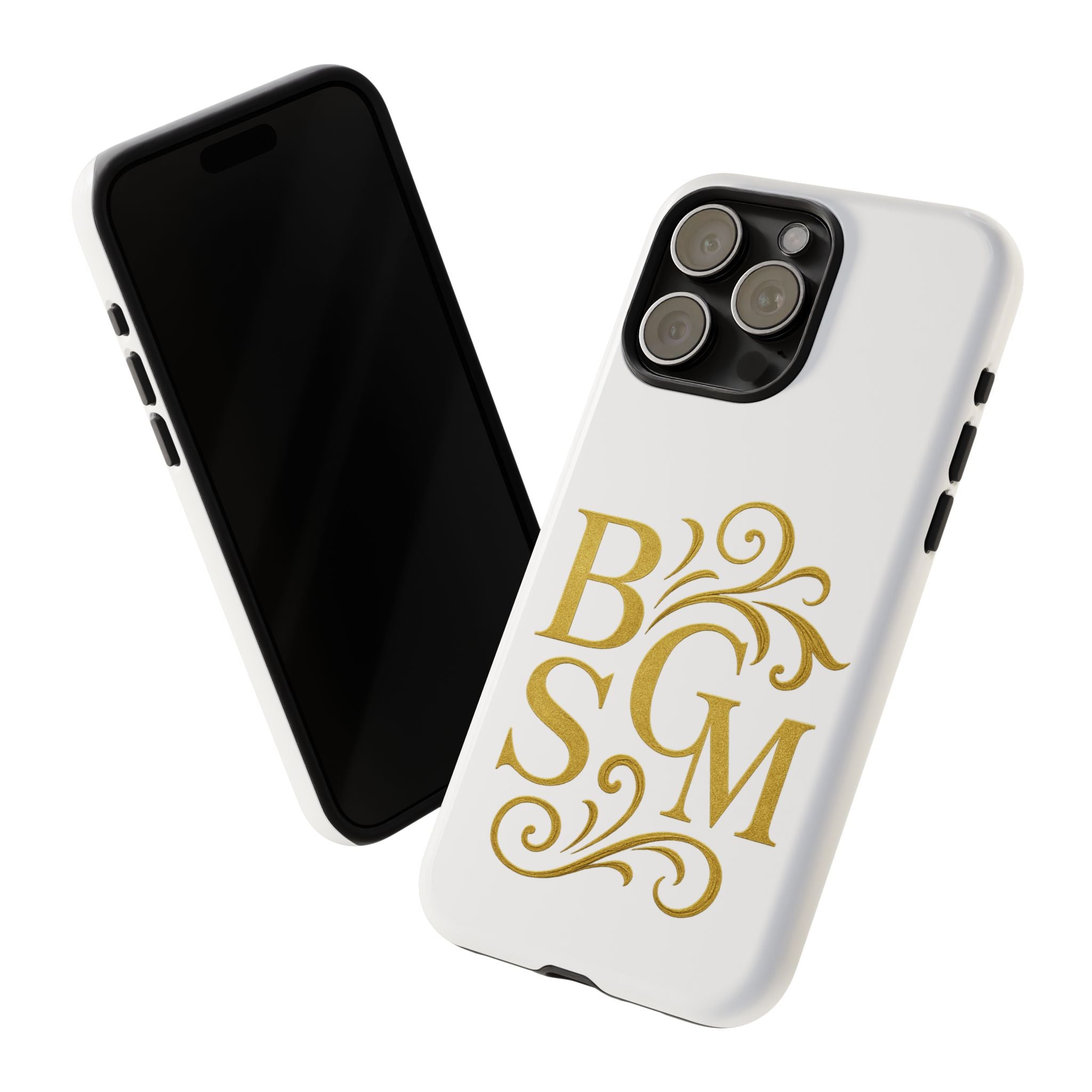 Monogram Tough Case – Elegant Gold B S G M Flourish Phone Case