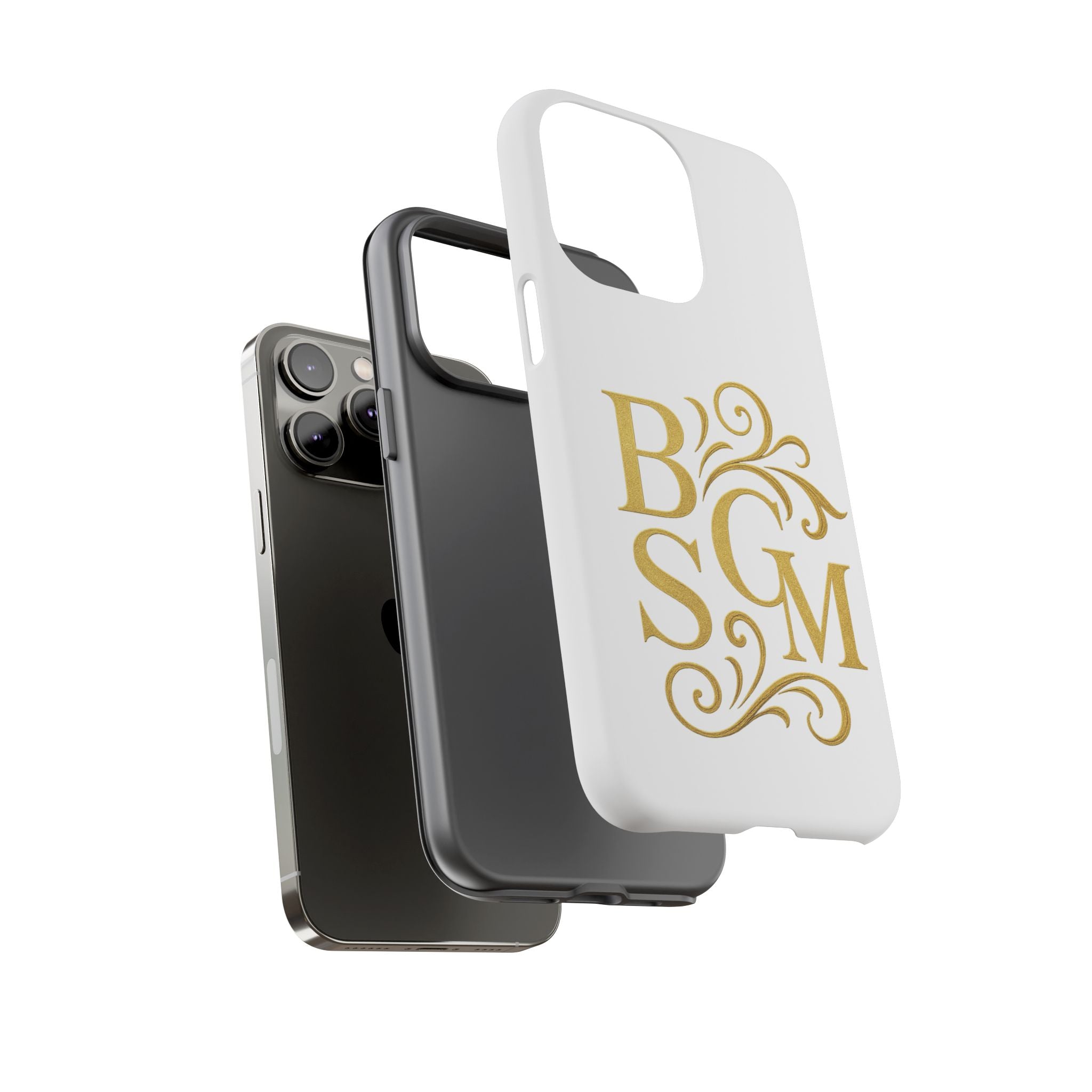 Monogram Tough Case – Elegant Gold B S G M Flourish Phone Case