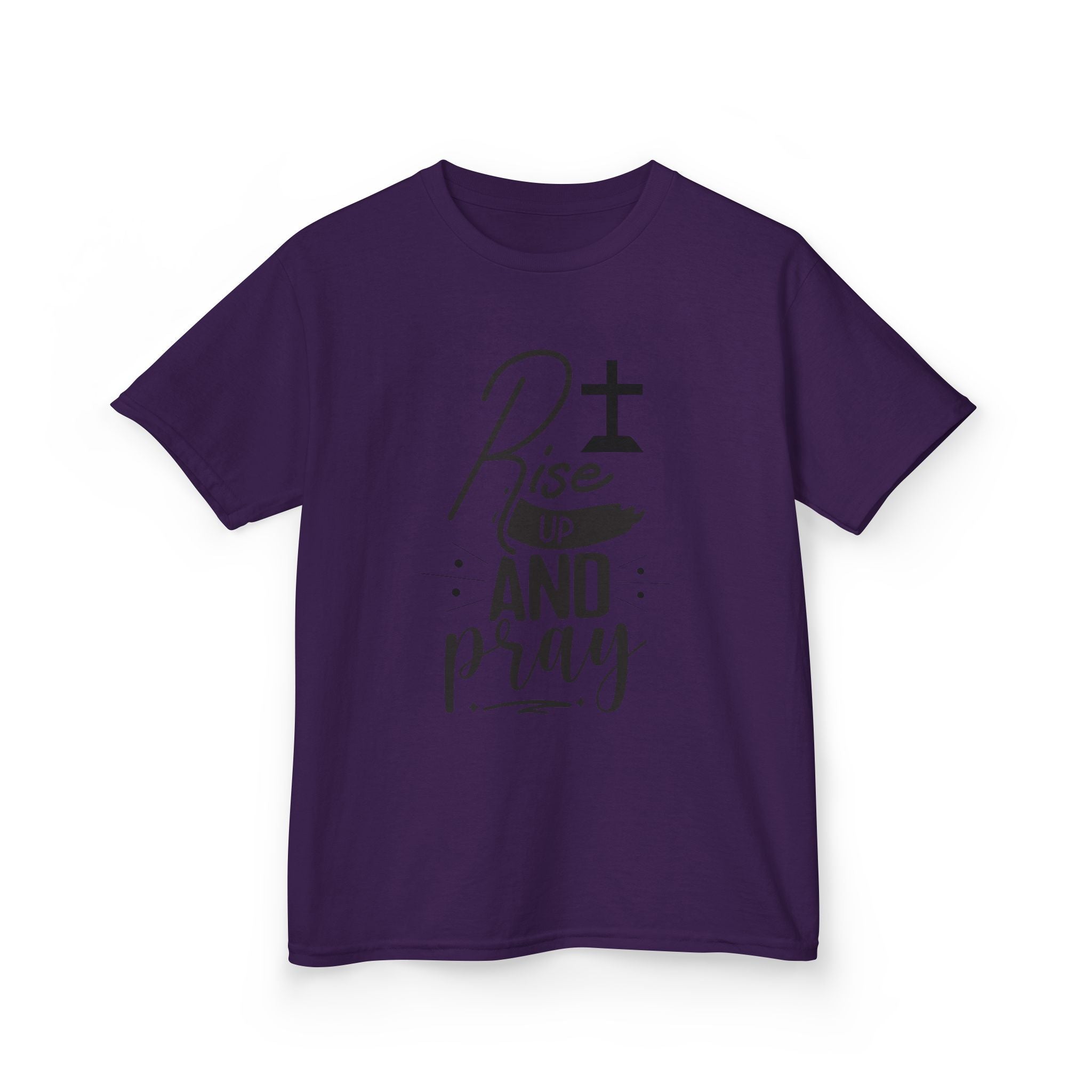 Kids Tee — "Rise Up and Pray" Christian Prayer Shirt with BGSM Back Logo