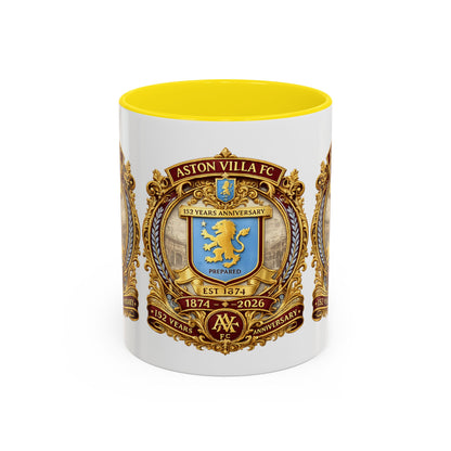 Aston Villa Crest Coffee Mug – 1874–2026 Anniversary Accent Mug (11/15 oz)