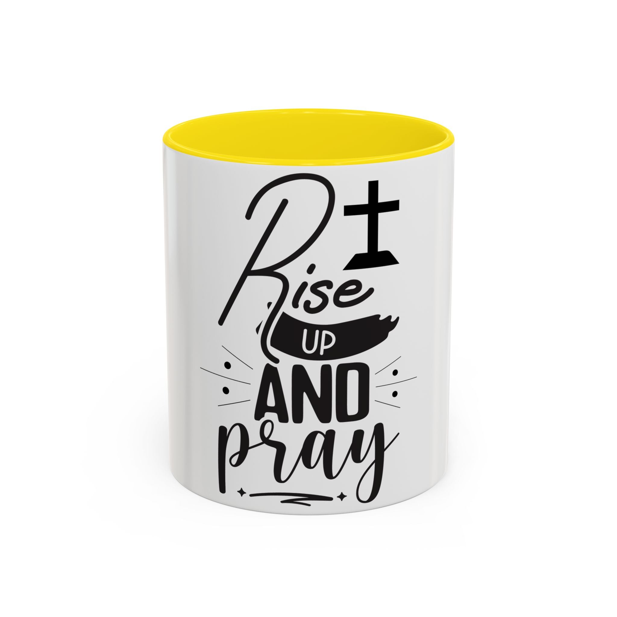 Rise Up and Pray Accent Coffee Mug – Inspirational Christian Coffee Cup