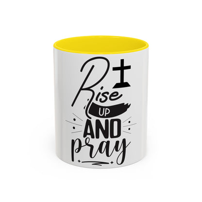 Rise Up and Pray Accent Coffee Mug – Inspirational Christian Coffee Cup