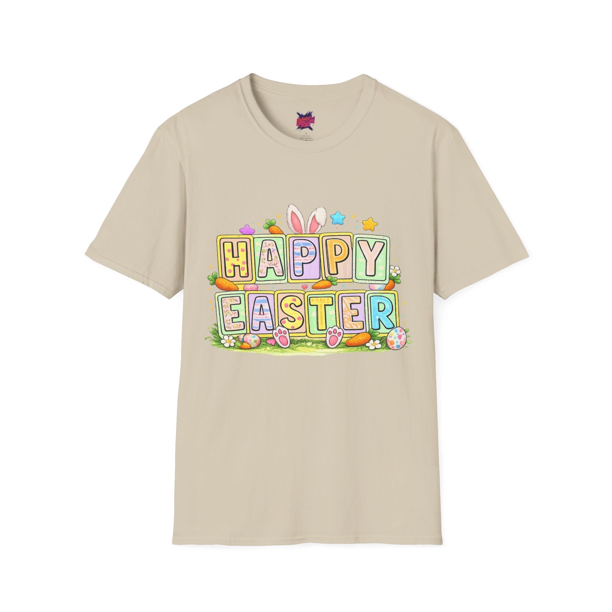 BGSM Happy Easter T-Shirt — Pastel Bunny &amp; Eggs Holiday Tee