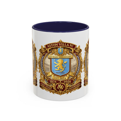 Aston Villa Crest Coffee Mug – 1874–2026 Anniversary Accent Mug (11/15 oz)