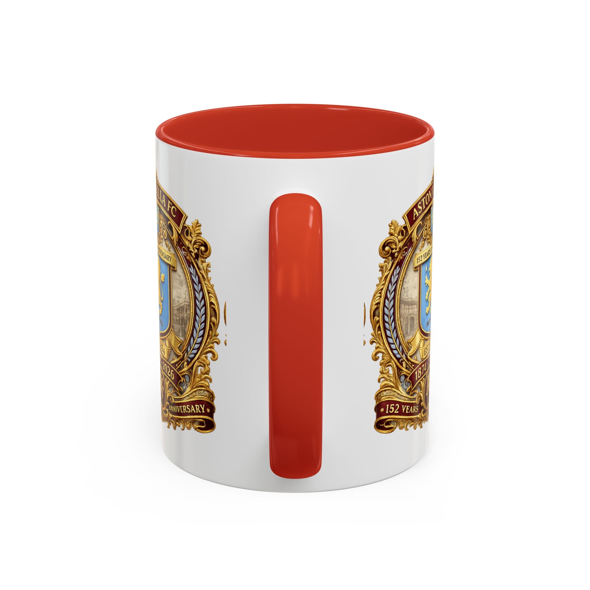 Aston Villa Crest Coffee Mug – 1874–2026 Anniversary Accent Mug (11/15 oz)