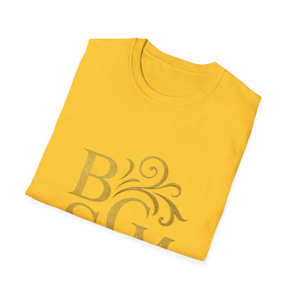BGSM Monogram T-Shirt — Decorative Gold Front &amp; Blue Circle Back
