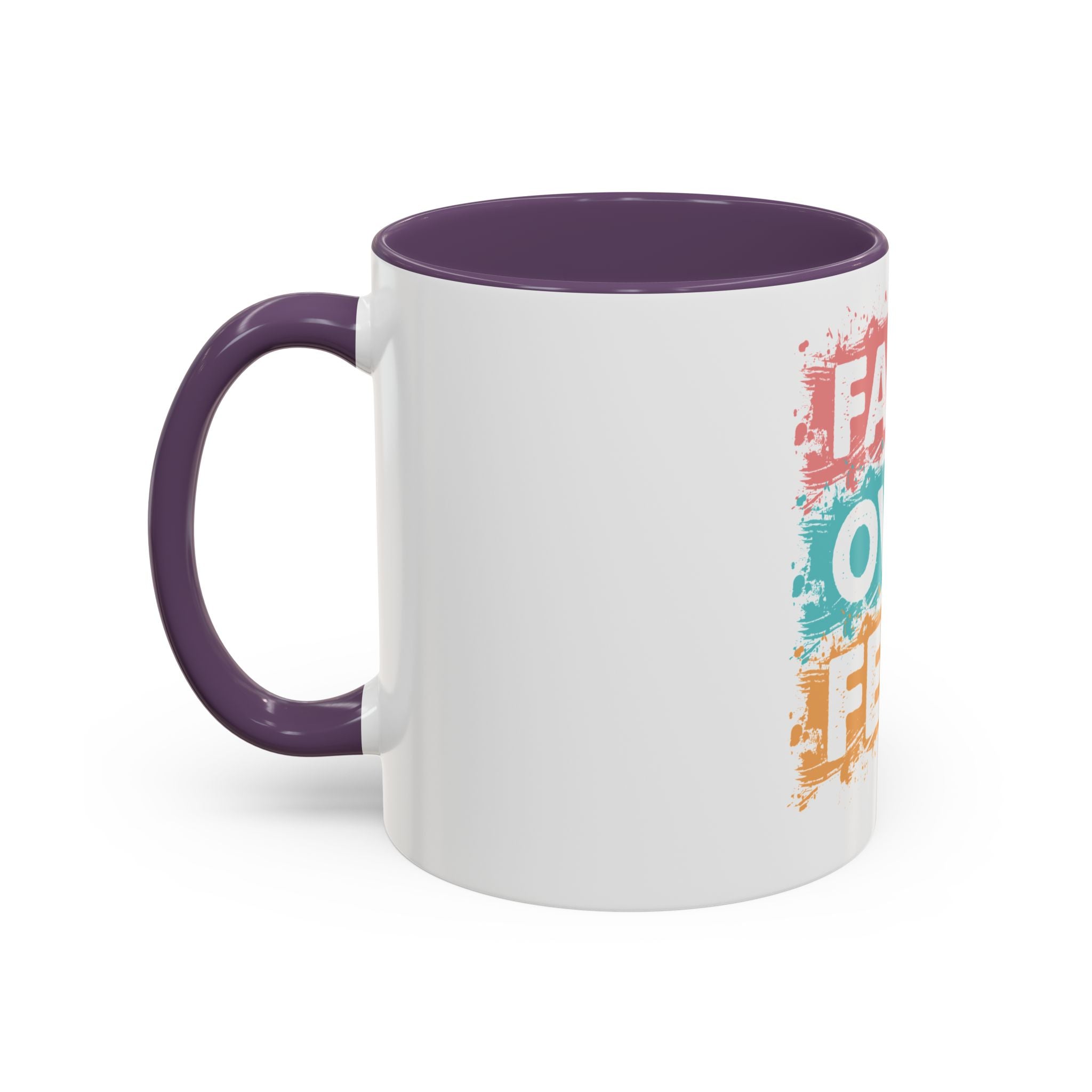Faith Over Fear Accent Coffee Mug — Inspirational Christian Ceramic Mug (11/15oz)