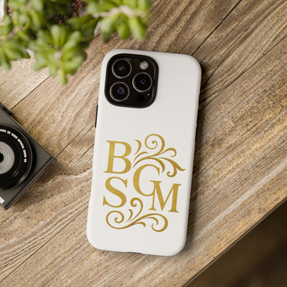 Monogram Tough Case – Elegant Gold B S G M Flourish Phone Case
