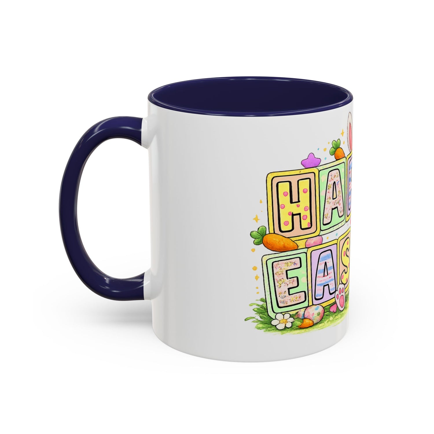 Happy Easter Accent Coffee Mug – Festive Bunny &amp; Egg Holiday Coffee Cup